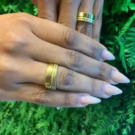 ALIANCA FIO DUPLO 4 INOX DOURADA