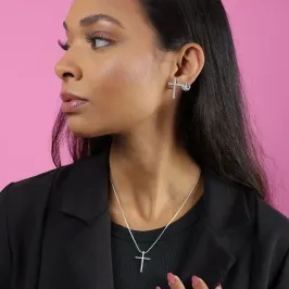 GARG CRUZ MÉDIA CRAV 45CM + 5CM BANHADO A PRATA