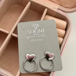 ARGOLA CORAÇÃO CIRCULO - AÇO INOX