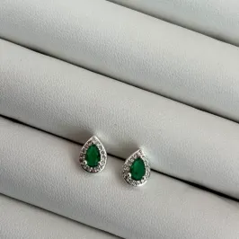 BRINCO GOTA CRAV LARA VERDE- BANHADO A PRATA