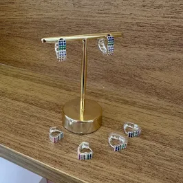 ARGOLA G CORACAO COLOR CRAVEJADO TRIPLO