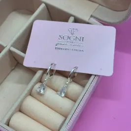 ARGOLA GOTA CRISTAL - BANHADO A PRATA