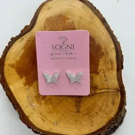 BRINCO G BORBOLETA CRAVEJADO - BANHADO A PRATA