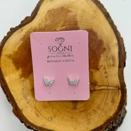 BRINCO P BORBOLETA CRAVEJADO - BANHADO A PRATA