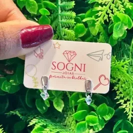 BRINCO QUADRADO ZIRCONIA - AÇO INOX