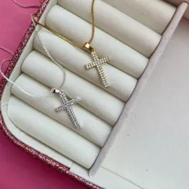 GARGANTILHA CRUZ CRAV - BANHADO A PRATA