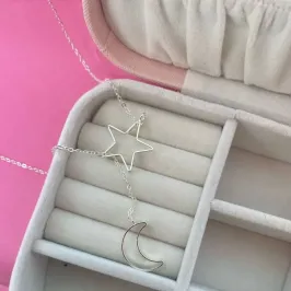 GRAVATA LUA ESTRELA - BANHADO A PRATA