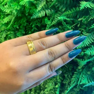 ALIANCA FIO DUPLO 2 INOX DOURADA