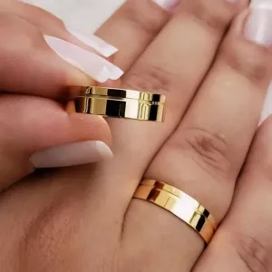 ALIANCA FIO DUPLO INOX DOURADA