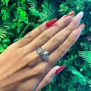 ANEL 3 BORBOLETAS AÇO INOX CZ