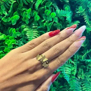 ANEL 3 BORBOLETAS AÇO INOX DOURADA