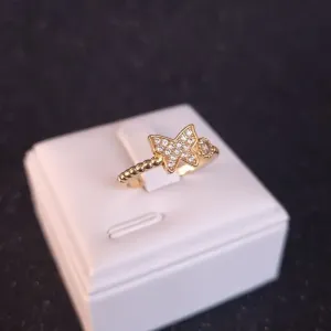 ANEL BORBOLETA + LUZ  18K