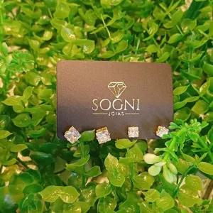 BR DUO ZIRC QUADRADA 18K