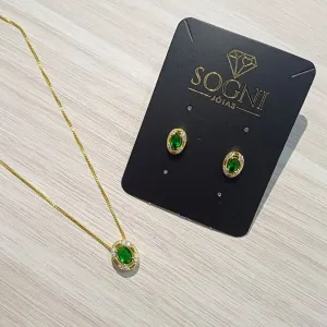 BR OVAL CRAV VERDE 18K