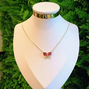 GARG BORBOLETA VERMELHA CRAV 18K