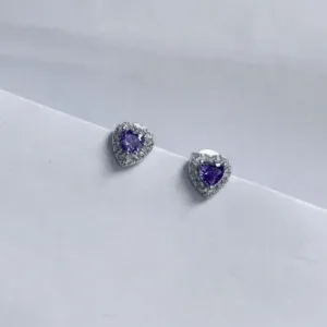 BRINCO BRINCO CORACAO CRAV LARA LILAS - BANHADO A PRATA