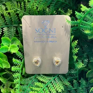 BRINCO CORACAO CRAV LARA ROSE - BANHADO A PRATA