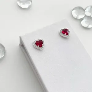 BRINCO CORACAO CRAV LARA VERMELHO - BANHADO A PRATA