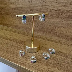 ARGOLA G CORACAO COLOR CRAVEJADO TRIPLO