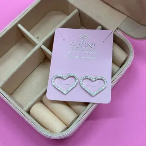 BRINCO MAX CORAÇÃO CRAVEJADO - BANHADO A PRATA