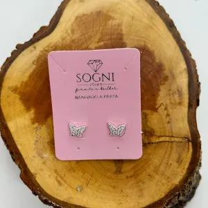 BRINCO P BORBOLETA CRAVEJADO - BANHADO A PRATA