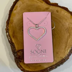 GARGANTILHA CORAÇÃO CRAVEJADO CRISTAL - BANHADO A PRATA