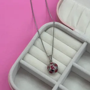 GARGANTILHA BOLA VERMELHA - AÇO INOX