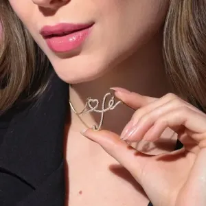 GARGANTILHA FÉ + CORAÇÃO CRAVEJADA