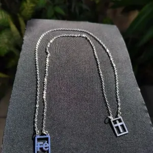 ESCAPULARIO FE + CRUZ - AÇO INOX