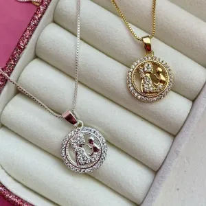 GARGANTILHA MOTHER BABY CRAV - BANHADO A PRATA