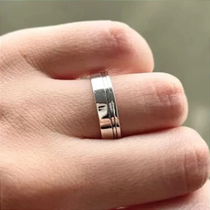 ALIANCA FIO DUPLO INOX CZ