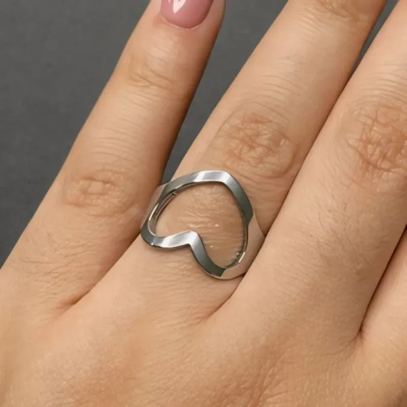 ANEL INOX CORACAO VAZADO