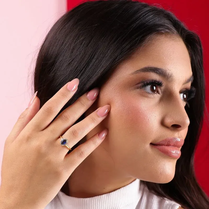 ANEL OVAL COLOR AZUL CRAV