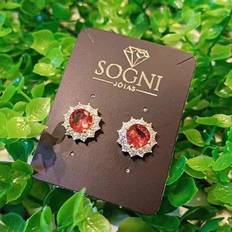 BR CIRCULO VERMELHO CRAV 18K