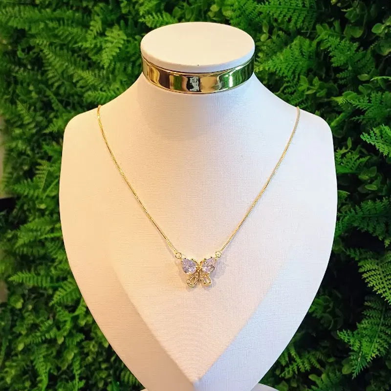 GARG BORBOLETA BRANCA CRAV 18K