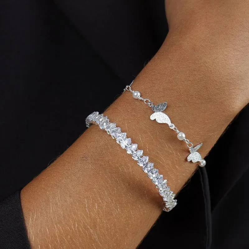 PULSEIRA BORBOLETAS BANHADA A PRATA