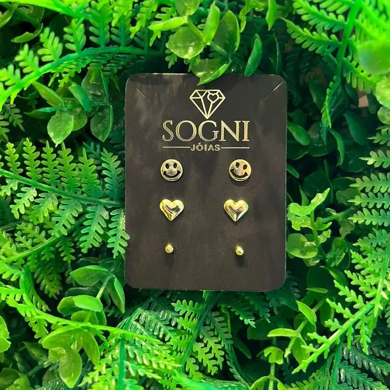 TRIO DE BRINCOS ALEGRIA