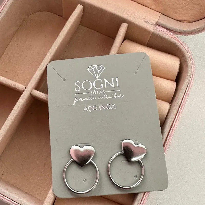 ARGOLA CORAÇÃO CIRCULO - AÇO INOX