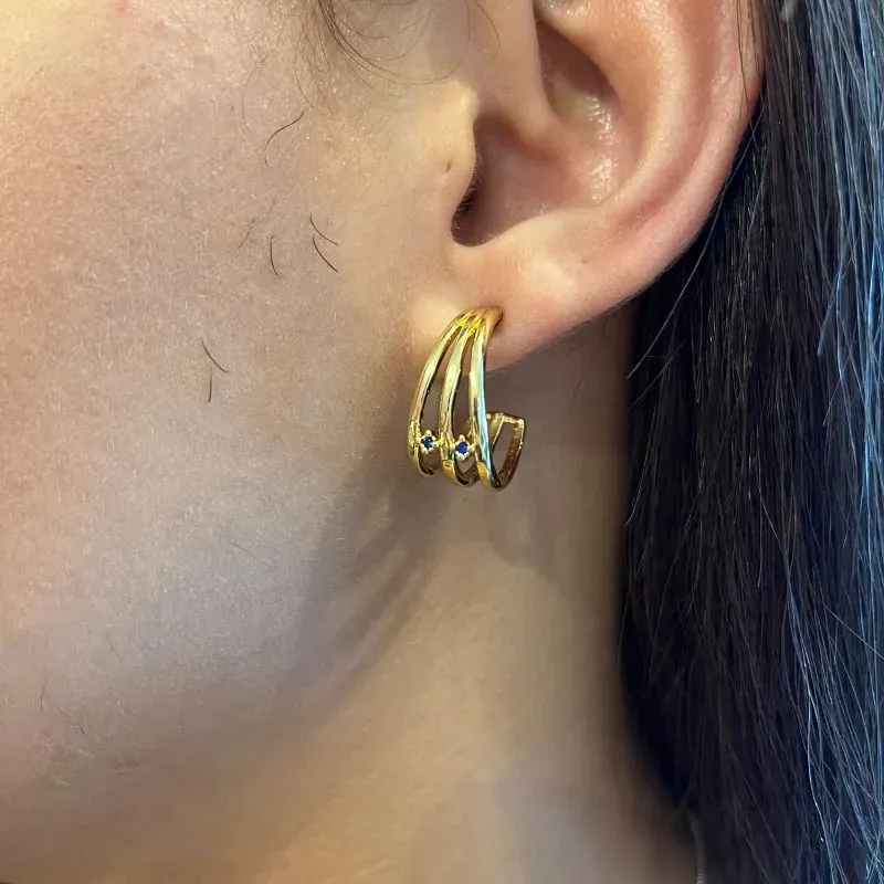 ARGOLA TRIPLA + ZIRCONIA AZUL