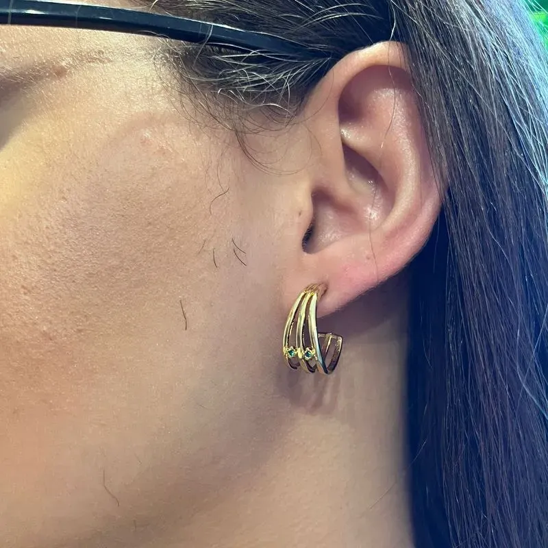 ARGOLA TRIPLA + ZIRCONIA VERDE