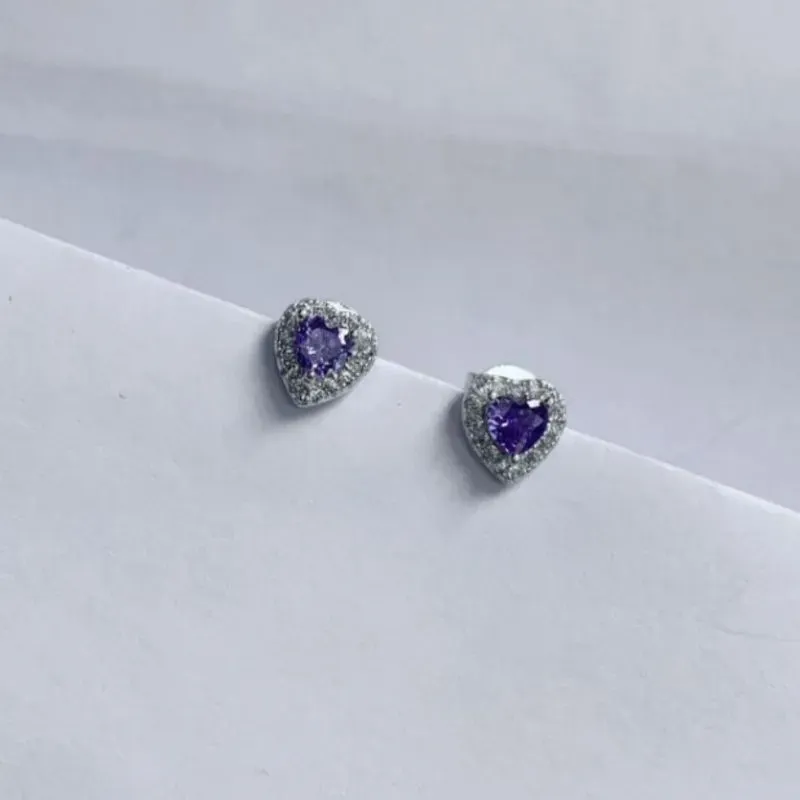 BRINCO BRINCO CORACAO CRAV LARA LILAS - BANHADO A PRATA