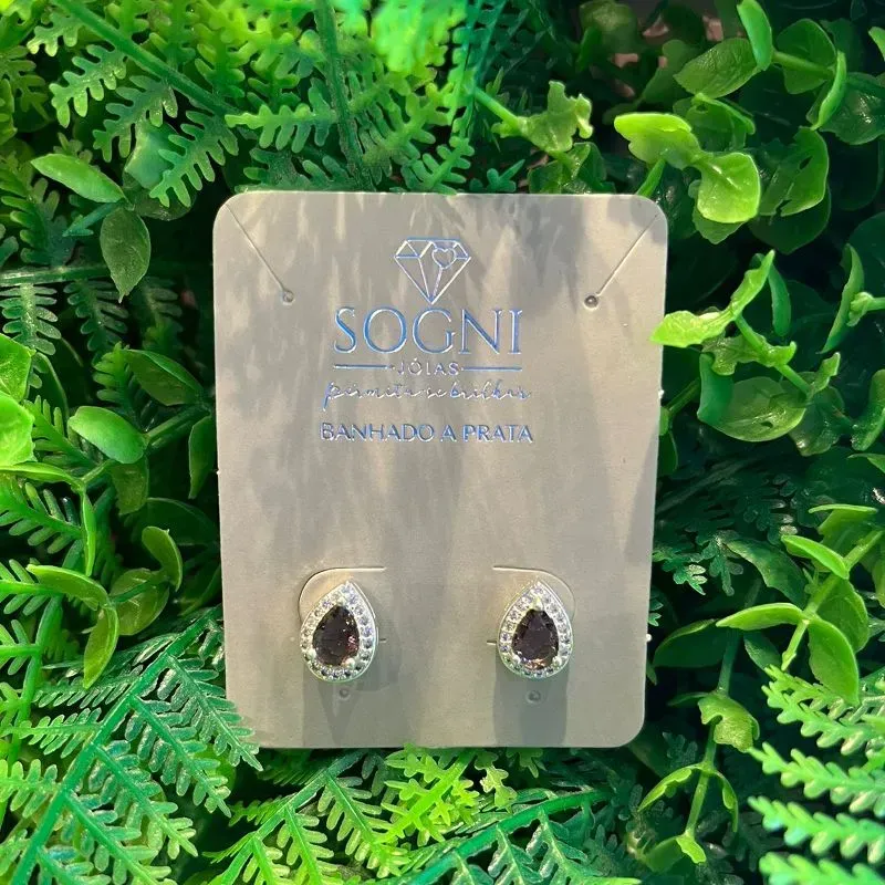 BRINCO GOTA CRAV LARA LILAS - BANHADO A PRATA