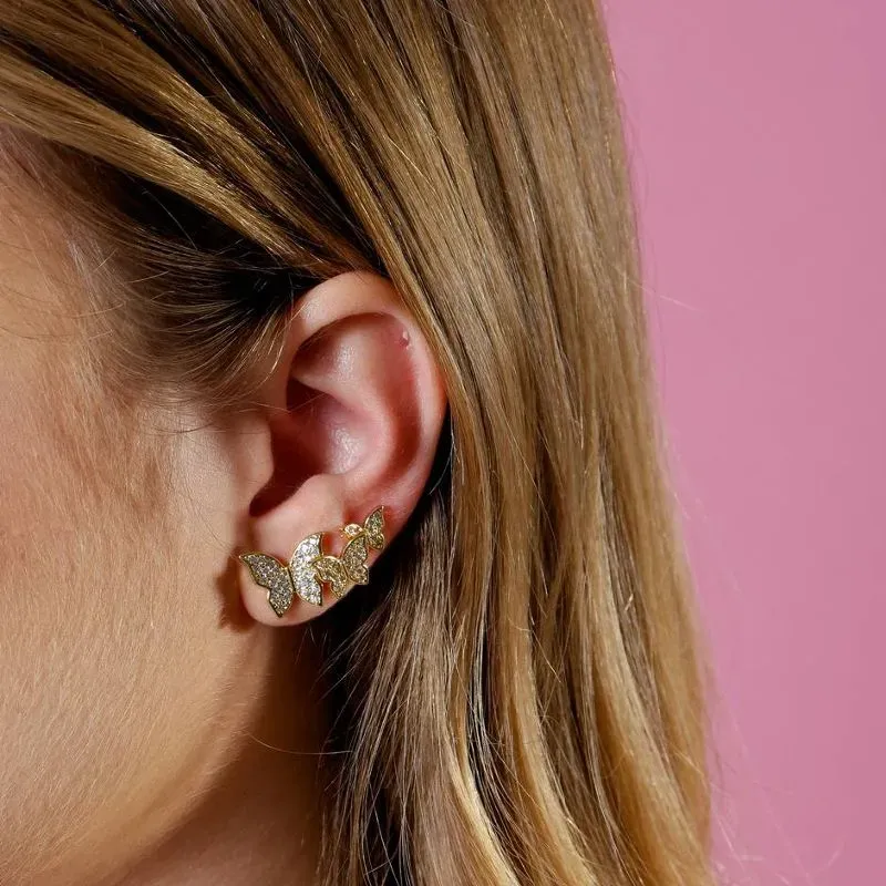 BRINCO M BORBOLETA CRAVEJADO 18K