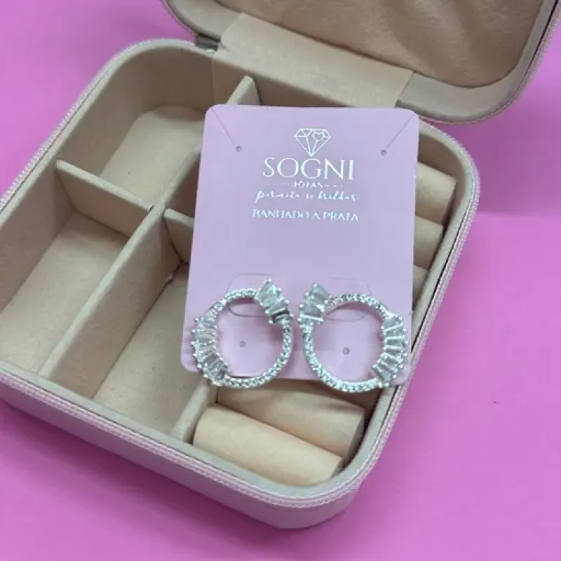 ARGOLA MAX CIRCULIO CRAVEJADO - BANHADO A PRATA