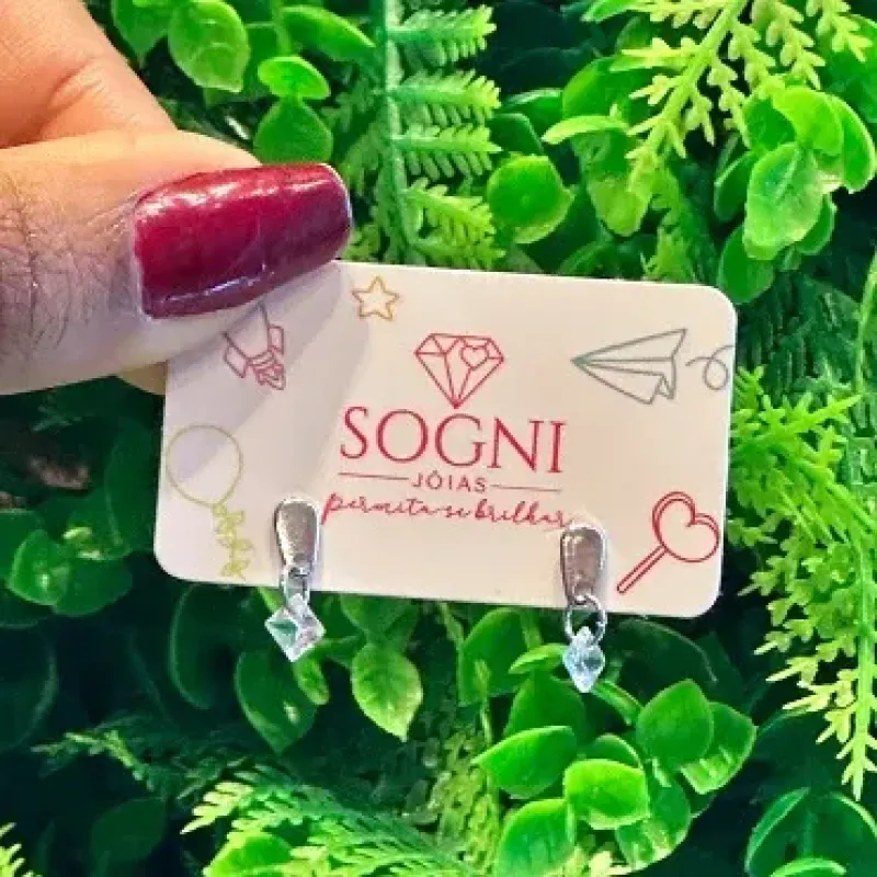 BRINCO QUADRADO ZIRCONIA - AÇO INOX