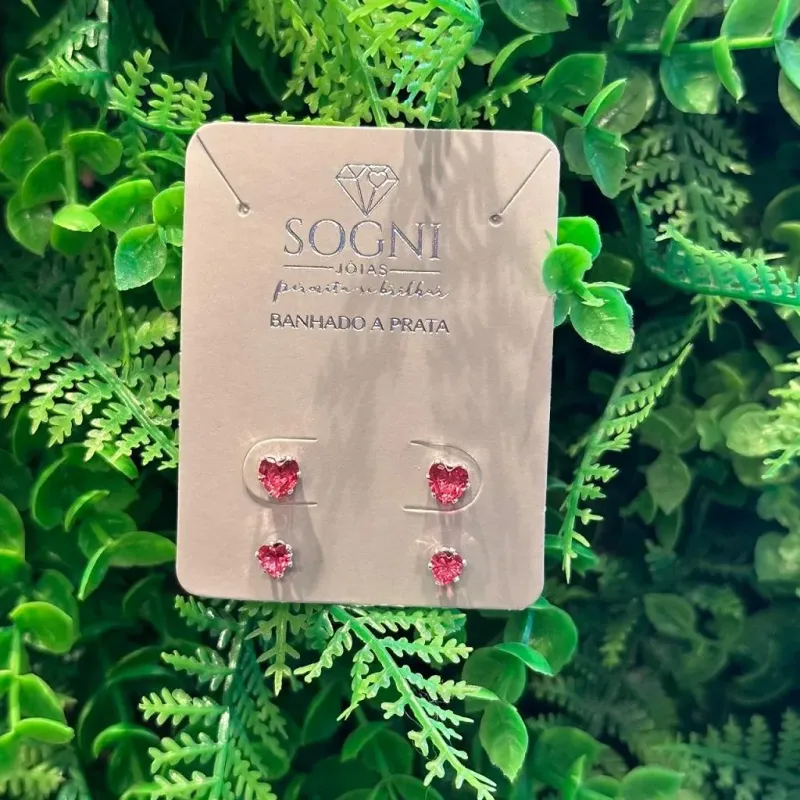 DUO BRINCO PINK - BANHADO A PRATA