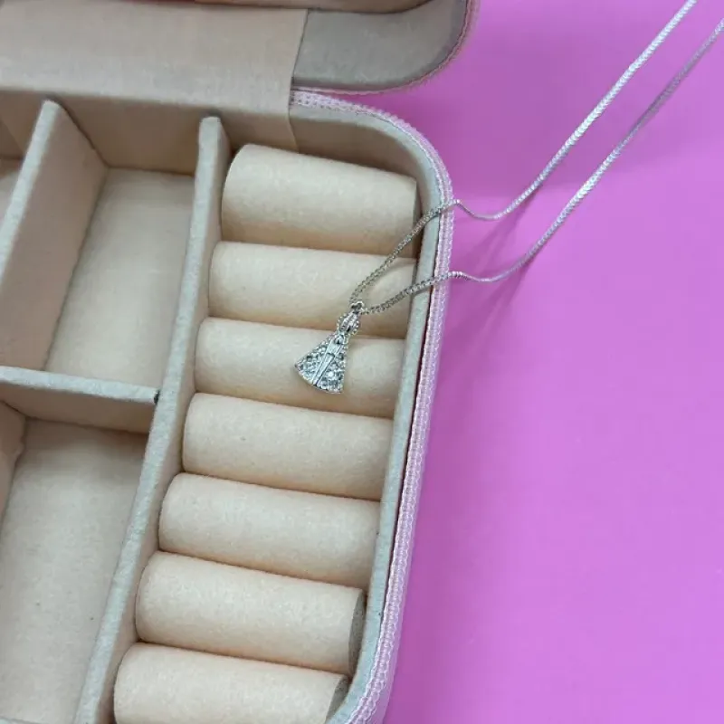 GARGANTILHA NOSSA SENHORA CRISTAL M - BANHADO A PRATA