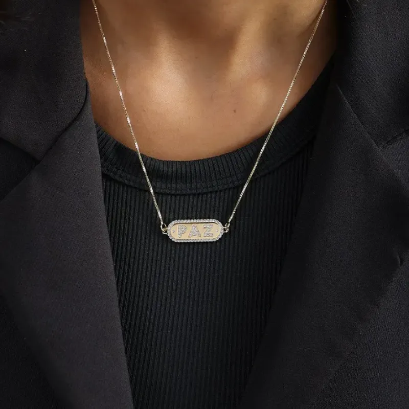 GARGANTILHA PLACA PAZ CRAVEJADA