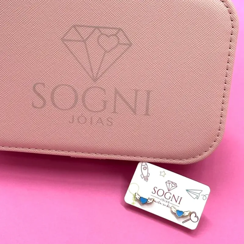 BRINCO CORACAO ASAS AZUL RESINADO INFANTIL