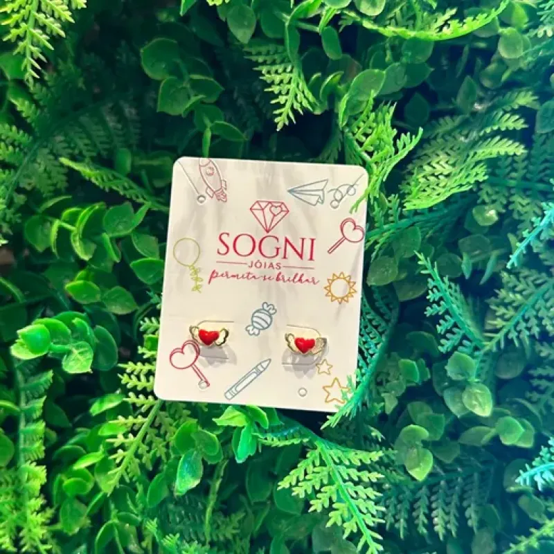 BRINCO CORACAO ASAS VERMELHO RESINADO INFANTIL